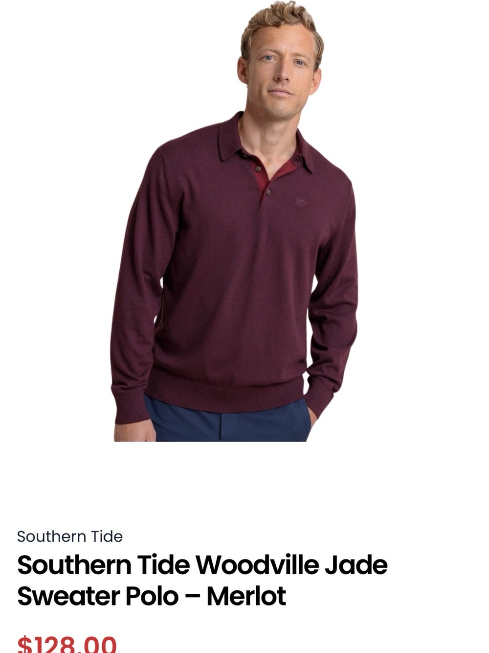 Southern Tide Merlot V-Neck Sweater Polo